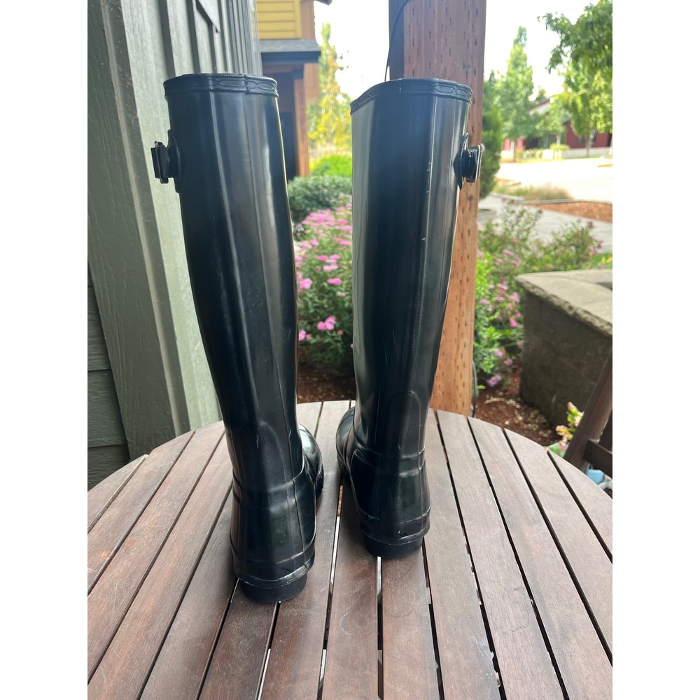 Hunter Original Tall Gloss Rain Boots Womens 6 Black Waterproof WFT1000RGL - Picture 6 of 11